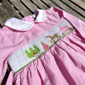 4T Rare Editions Princess Embroidered Smocked Bishop’s Dress w/ Peter Pan Collar